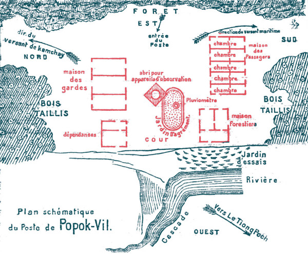 PopokvIl et le Mont Bockor, Revue Indochinoise, 1919. Massif de l'Elephant. Plan station Popok-Vil. Coll. Kamboo